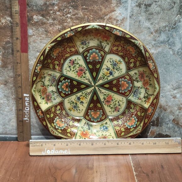 Vintage Pair of Daher England Floral Gilt Metal Gallery Tray Wall Hanging Decor - Picture 8 of 11